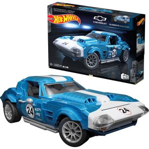 MEGA Hot Wheels 63 Corvette Grand Sport Race Car Building Toy Kit (1060 Pieces) for Collectors