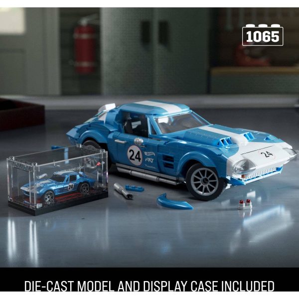 MEGA Hot Wheels 63 Corvette Grand Sport Race Car Building Toy Kit (1060 Pieces) for Collectors - Image 3