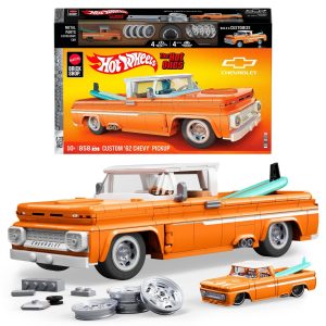 Mattel Brick Shop Hot Wheels Custom ’62 Chevy Pickup Building Toy Kit (858 Pieces), for Collectors