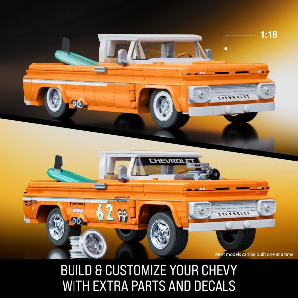 Mattel Brick Shop Hot Wheels Custom ’62 Chevy Pickup Building Toy Kit (858 Pieces), for Collectors - Image 3