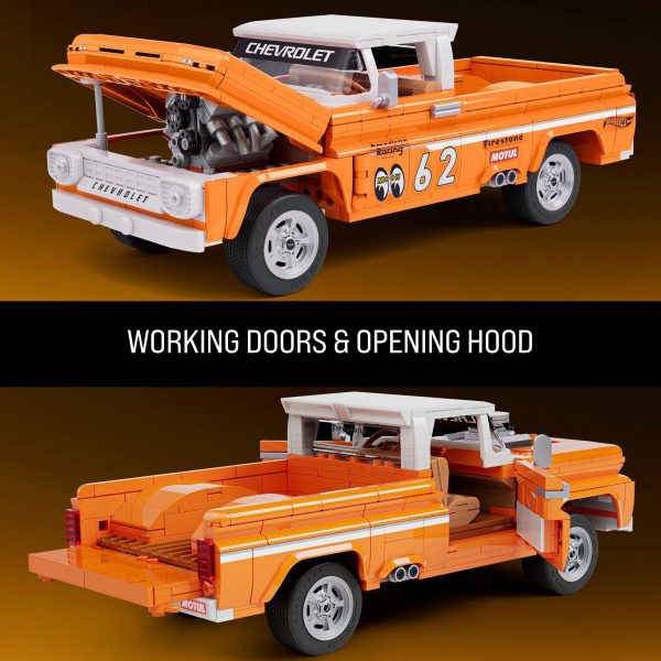 Mattel Brick Shop Hot Wheels Custom ’62 Chevy Pickup Building Toy Kit (858 Pieces), for Collectors - Image 6